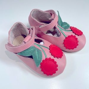 Baby Boden Leather Flower/Cherry Shoes